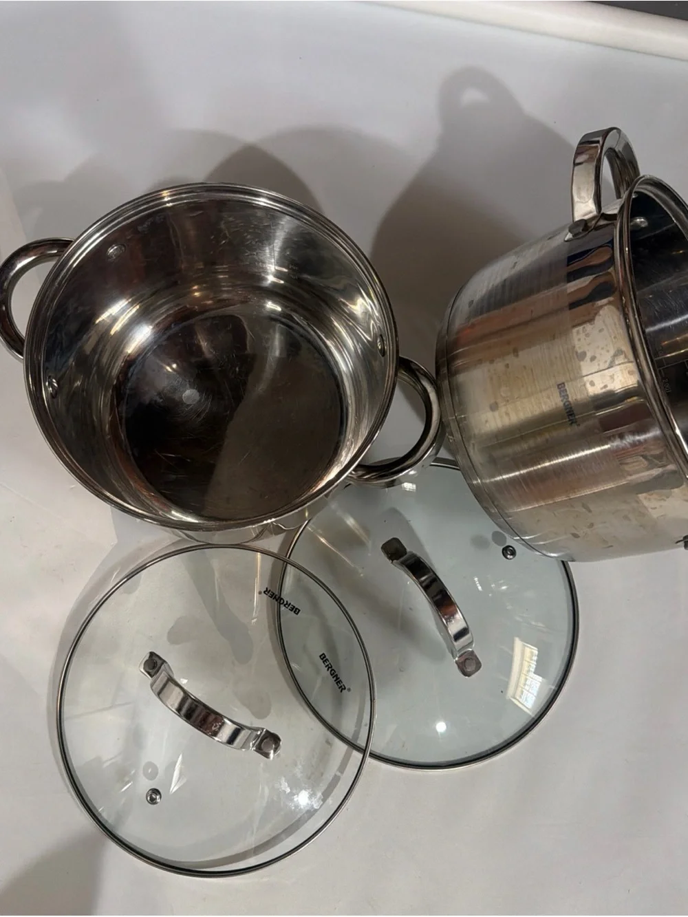 Stainless Steel Cooking Pots with Glass Lids - Silver